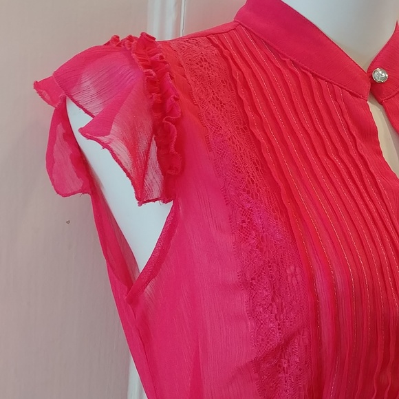 River Island UK Keyhole Tie Waist Blouse - Picture 5 of 7